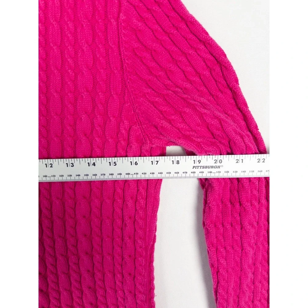 Cableknit Grandma Pullover Sweater‎ Womens XL Fuchsia Cotton Fisherman Gap